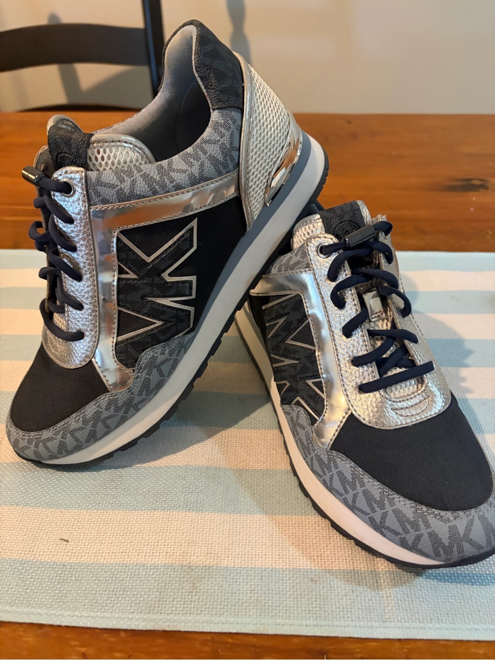 Michael Kors Gray & Silver Logo Lace-Up Sneakers